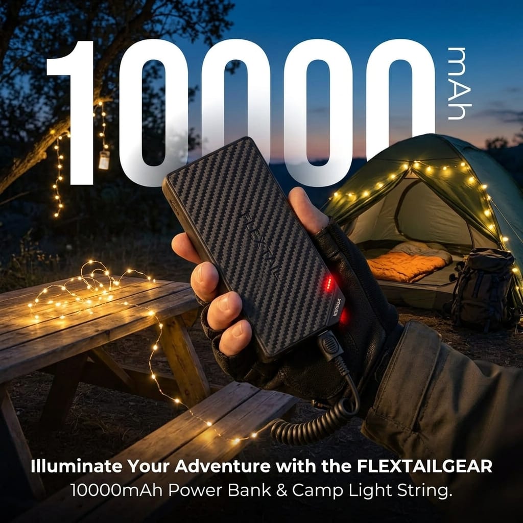 10000 mAH for your backpacking adventures with the Flextail Zero Power Bank.