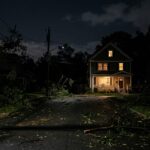 Your house with emegency power in a tropical storm with our Hurricane Blackout Power Guide.