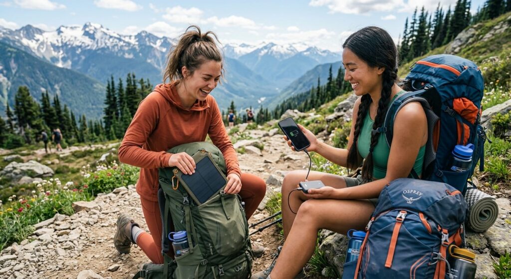 How to use a battery with a solar panel on a camping trip correctly.