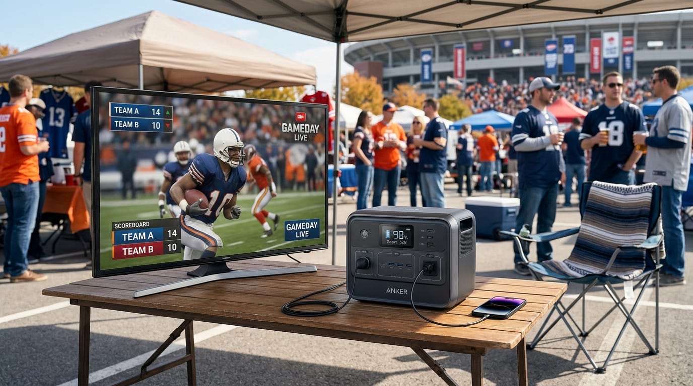 Tailgating on game day with your silent power station setup.