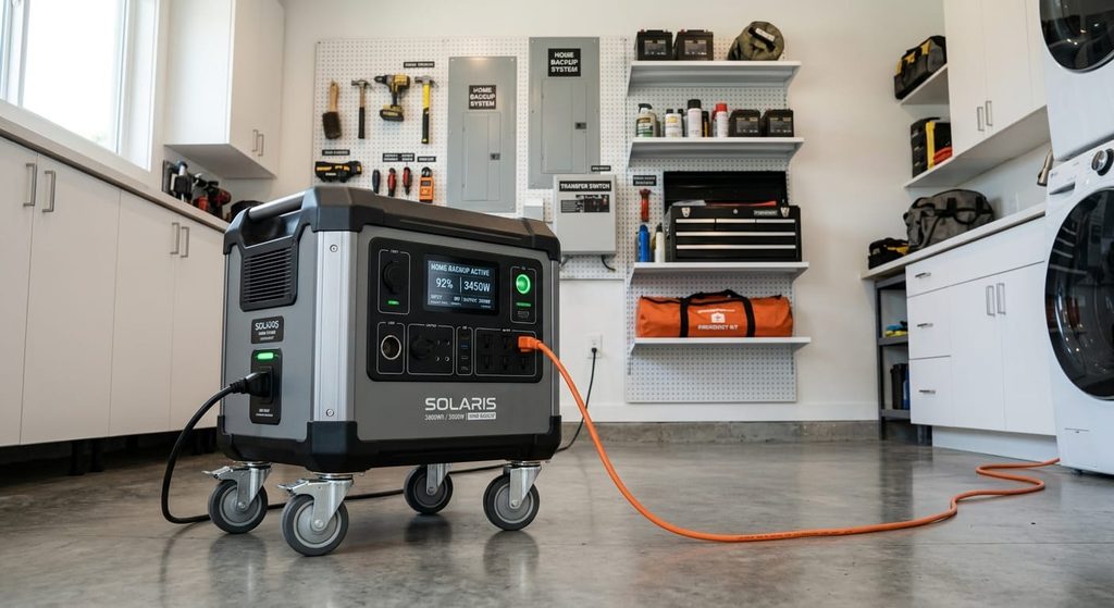 Large backup power station connect to large appliances.
