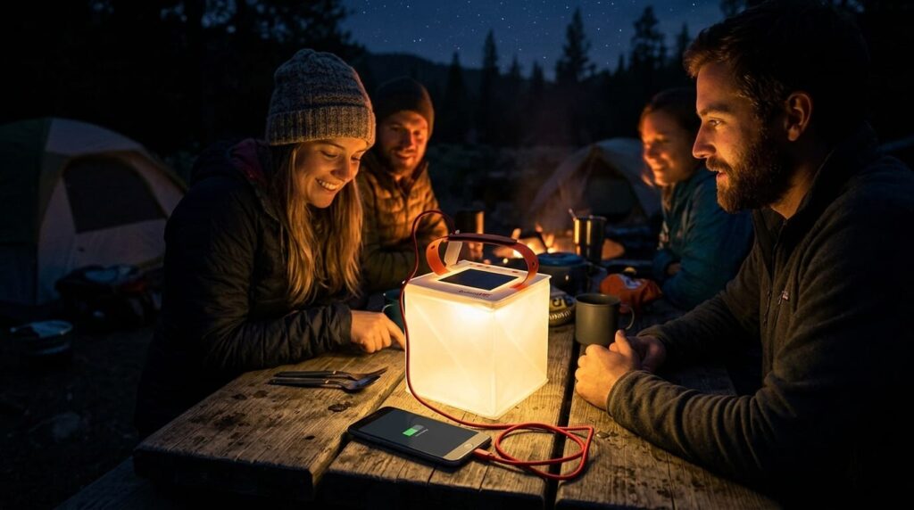 Lighting the night with the LuminAID 2-in-1 Lantern.